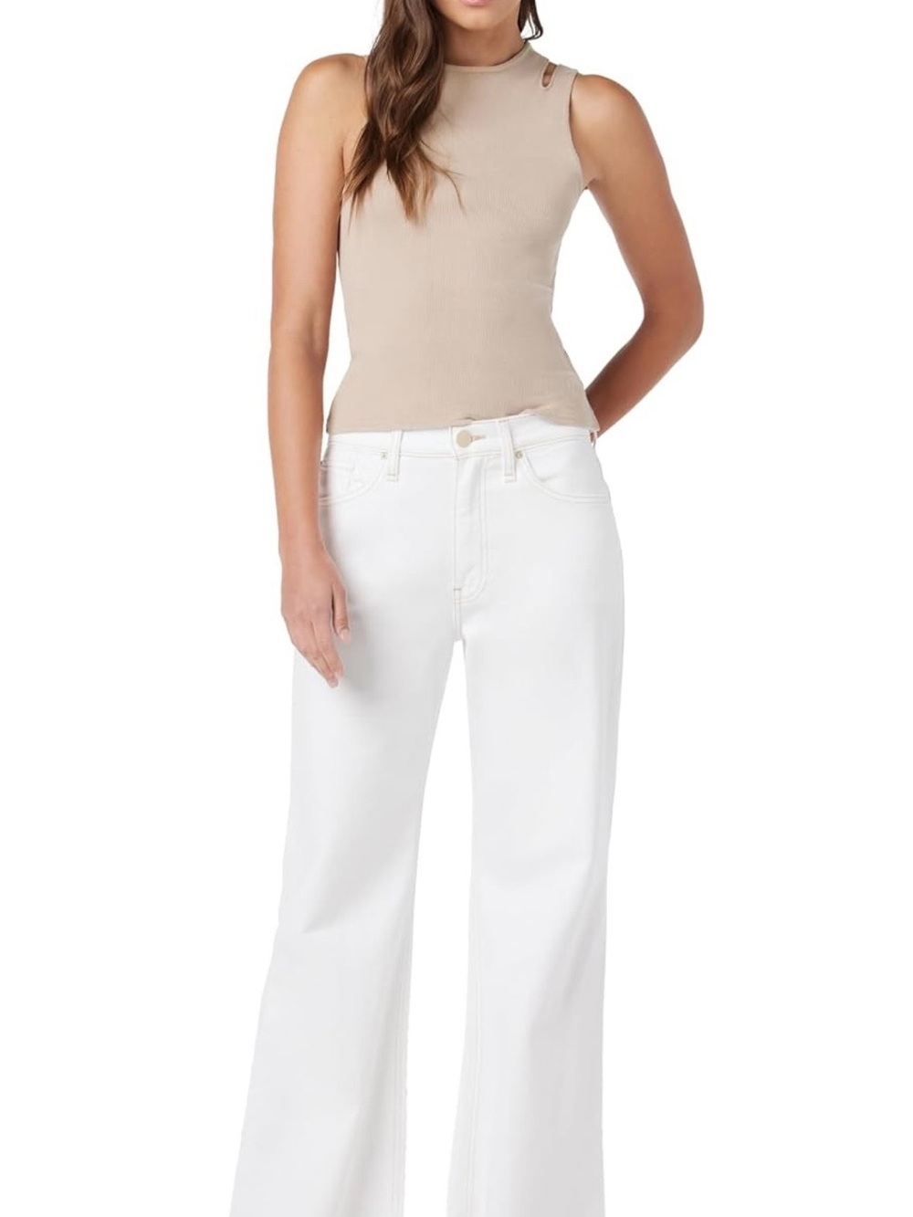 Hudson Jeans White Wide-Leg High-Rise Denim